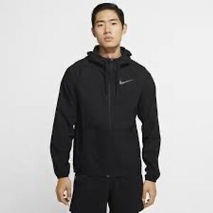Nike Men's Black Full Zip‎ Hooded Running Jacket Lightweight Athletic Size L